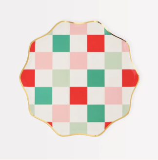 Platos Multi Check – Platos de Cartón con Diseño Cuadriculado Colorido (Pack de 8)