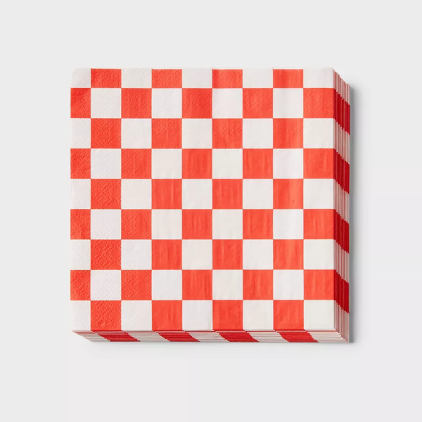 Servilletas Cuadros Rojos – Pack de 16 Servilletas de Papel para Fiestas Rústicas o Picnic
