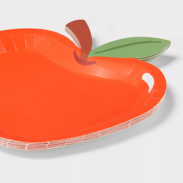 Platos Manzana – Pack de 8 Platos de Papel en Forma de Manzana para Fiestas Temáticas o Escolares