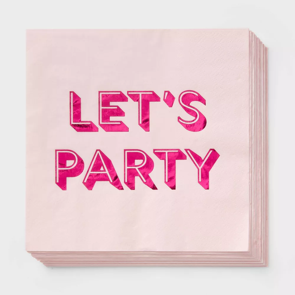 Servilletas Rosa “Let’s Party” – Pack de 16 Servilletas Decorativas para Fiestas