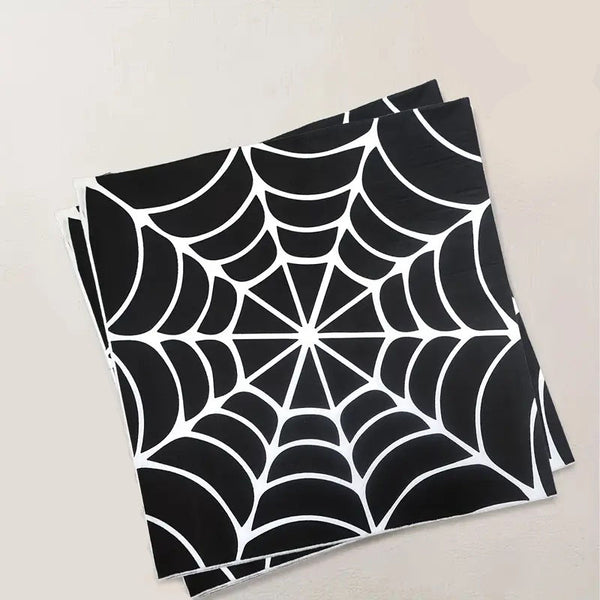 Servilletas Telaraña Grandes – Pack de 20 Servilletas de Papel para Fiesta de Halloween