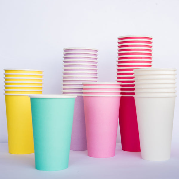 Vasos Grande Blanco – Pack de 8 Vasos de Papel Blancos de 16 oz para Fiestas y Eventos