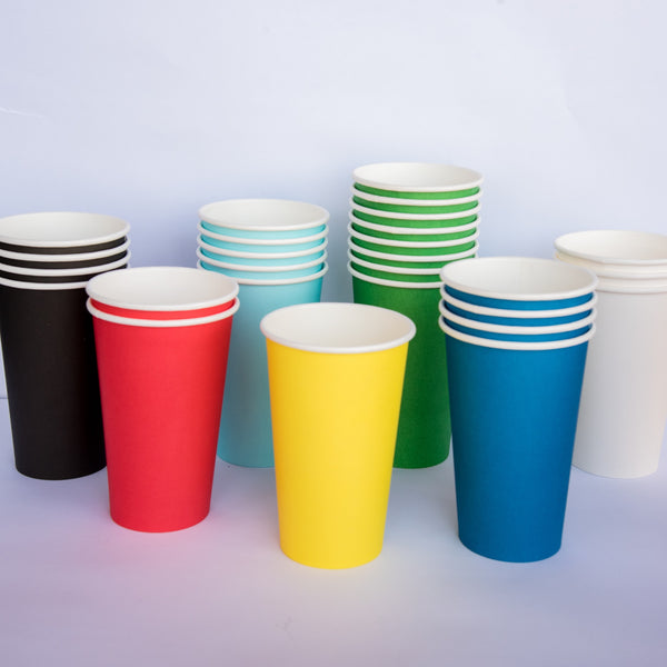 Vasos Grande Amarillo – Pack de 8 Vasos de Papel de 16 oz para Fiestas Coloridas