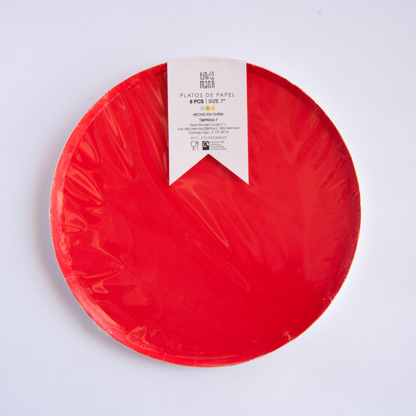 Platos Rojos – Pack de 8 Platos de Cartón Color Rojo para Fiestas y Celebraciones