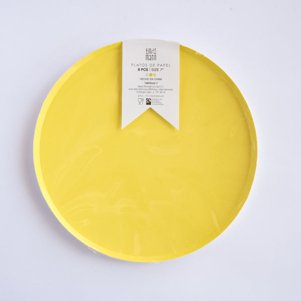 Platos Amarillos – Pack de 8 Platos de Cartón en Color Amarillo para Fiestas y Celebraciones