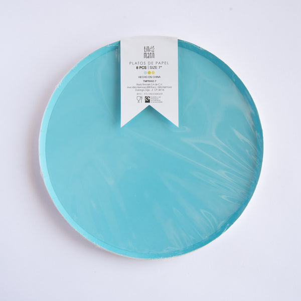 Platos Azul Claro – Platos de Cartón para Fiestas en Tamaños Chico 7" y Mediano 9"