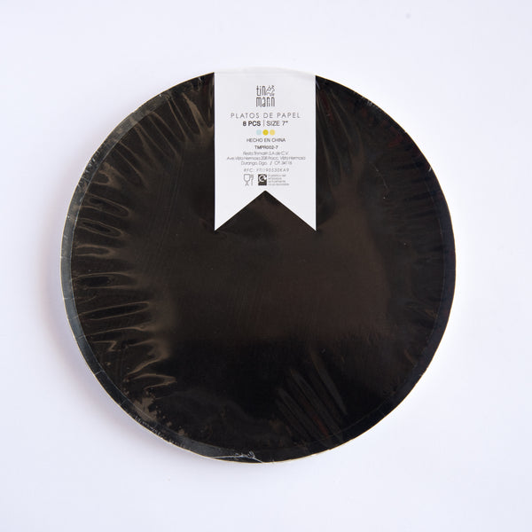 Platos Negros – Platos de Cartón para Fiestas en Tamaños Chico 7" y Mediano 9"