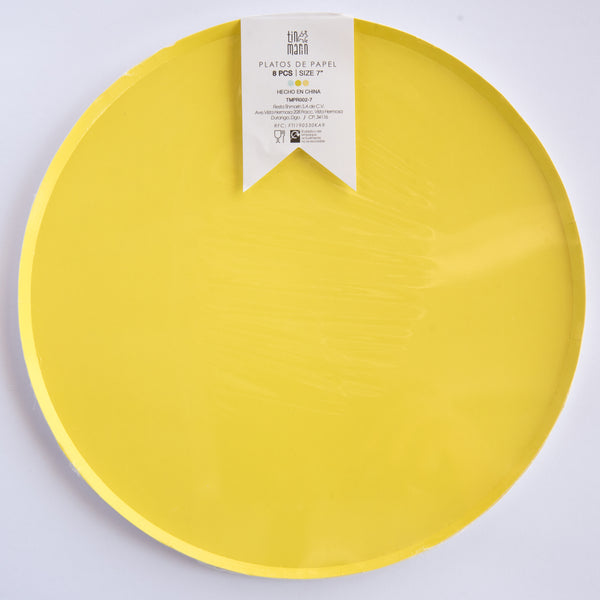 Platos Amarillos – Pack de 8 Platos de Cartón en Color Amarillo para Fiestas y Celebraciones