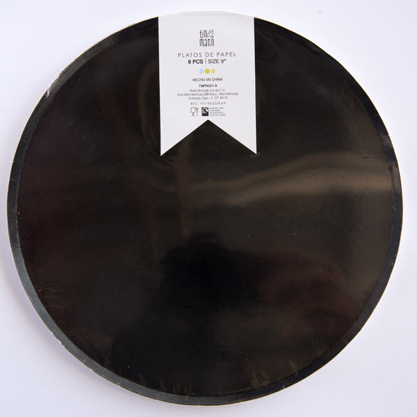 Platos Negros – Platos de Cartón para Fiestas en Tamaños Chico 7" y Mediano 9"