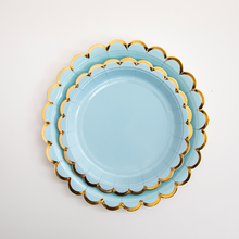 Platos Tea Azul Pastel – Platos de Cartón Elegantes para Fiestas (Pack de 8)
