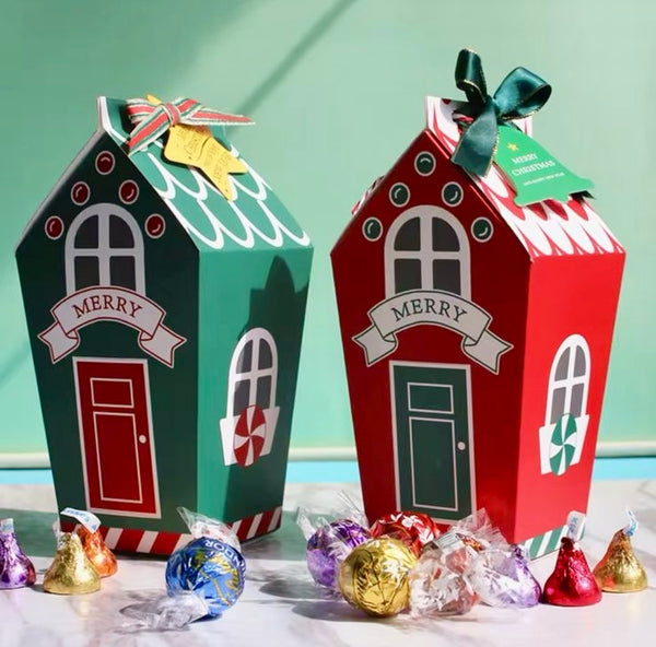 Cajita Casa Navideña – Caja de Regalo Decorativa en Forma de Casita para Navidad
