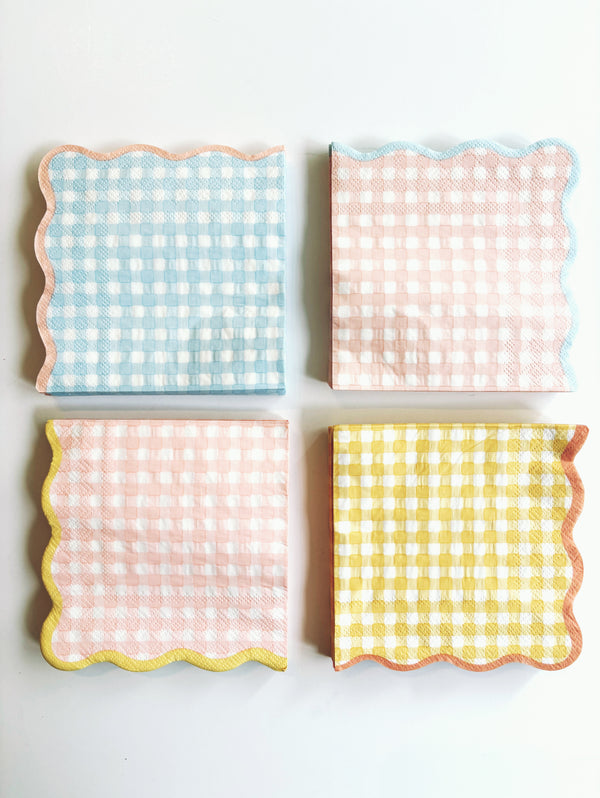 Servilletas Gingham – Pack de 20 Servilletas de Papel con Diseño Cuadros Vichy