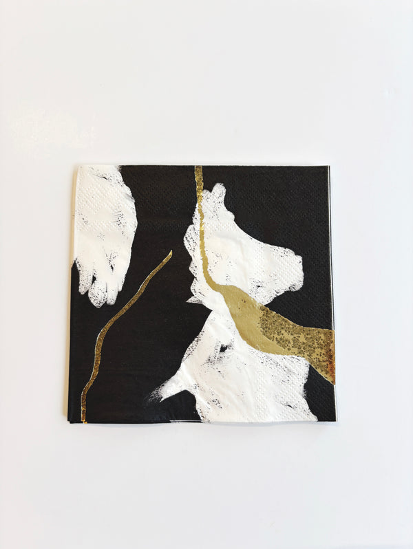 Servilletas Chicas Black Marble y Gold Foil