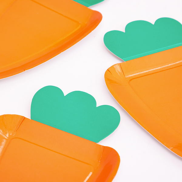 Platos Zanahoria – Pack de 8 Platos de Papel con Forma de Zanahoria para Fiestas de Primavera y Pascua