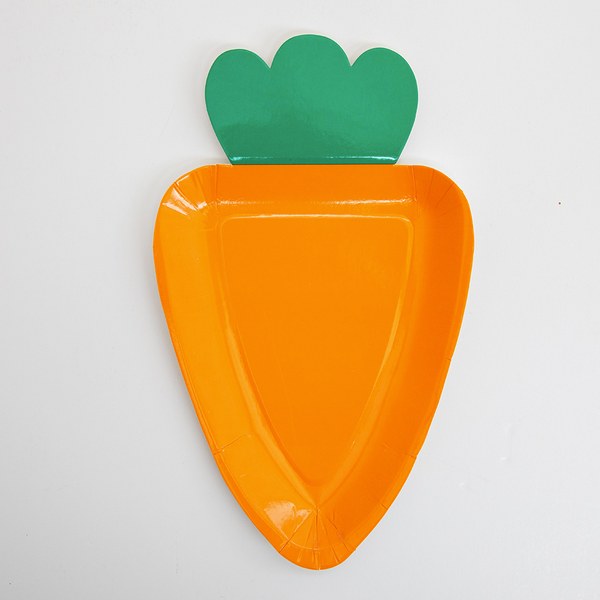 Platos Zanahoria – Pack de 8 Platos de Papel con Forma de Zanahoria para Fiestas de Primavera y Pascua
