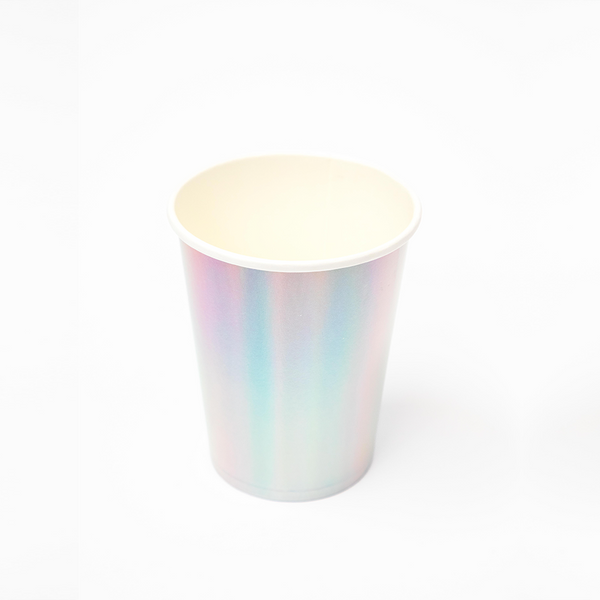 Vasos Chico Plata Metálico 8 oz – Pack de 8 Vasos de Papel para Fiestas Elegantes