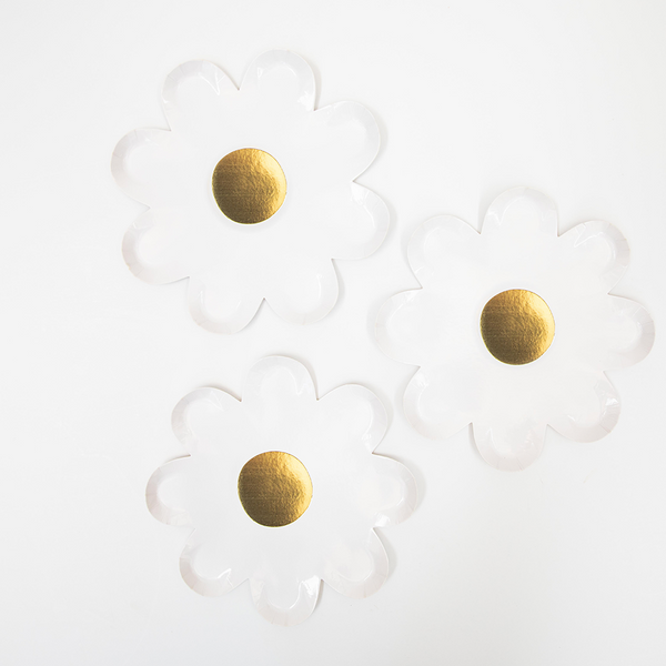 Platos Flor Blanca – Platos de Cartón con Forma de Flor para Fiestas Elegantes (Pack de 8)