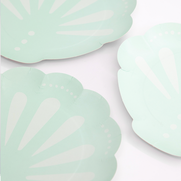 Platos Concha – Pack de 8 Platos de Papel con Forma de Concha para Fiestas Temáticas