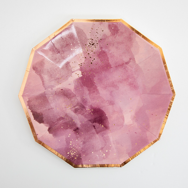 Platos Amatista – Pack de 8 Platos de Cartón Color Morado Elegante para Fiestas