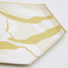 Platos Blush Marble & Gold Foil 10.75” – Pack de 8 Platos Grandes de Papel con Diseño Mármol Rosado y Dorado