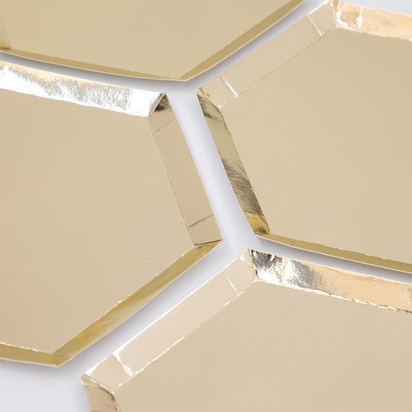Platos Gold Foil 8” – Pack de 8 Platos Dorados Metálicos para Fiestas Elegantes