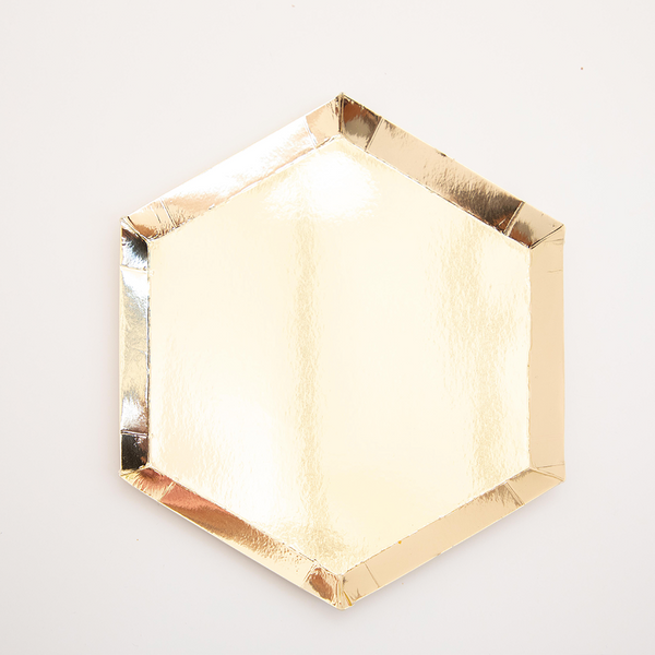 Platos Gold Foil 8” – Pack de 8 Platos Dorados Metálicos para Fiestas Elegantes