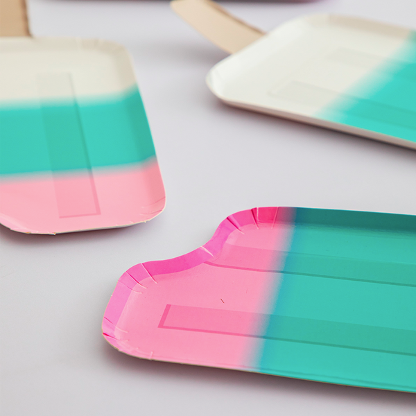 Platos Paleta – Platos de Cartón con Forma de Paleta para Fiestas Infantiles (Pack de 8)