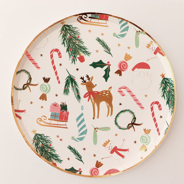 Platos de Navidad – Pack de 10 Platos de Papel Navideños para Fiestas y Celebraciones