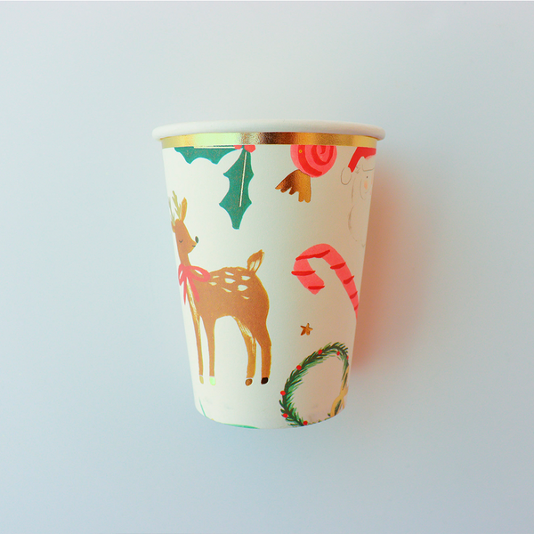 Vasos Navidad Tamaño Chico – Pack de 8 Vasos de Papel Navideños de 7oz