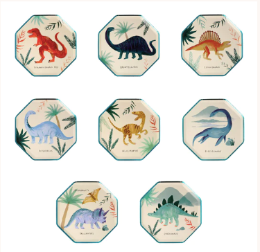 Platos Dinosaur Kingdom – Pack de 8 Platos de Papel con Diseño de Dinosaurios