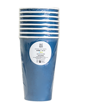 Vasos Grande Azul Marino – Pack de 8 Vasos de Papel Elegantes para Fiestas y Eventos