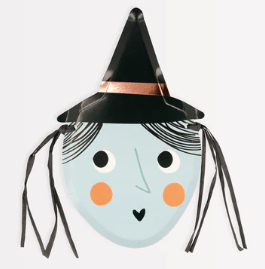 Platos Brujita – Platos de Cartón con Diseño de Bruja para Fiesta de Halloween (Pack de 8)