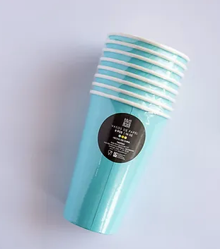 Vasos Grande Azul Pastel – Pack de 8 Vasos de Papel de 16 oz para Fiestas Elegantes