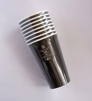 Vasos Grande Negro – Pack de 8 Vasos de Papel de 16 oz para Fiestas Elegantes y Modernas