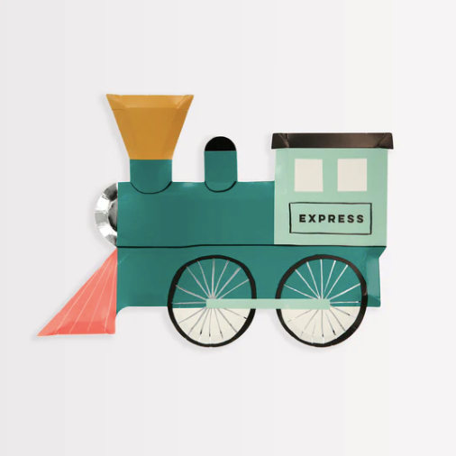 Platos Tren – Pack de 8 Platos de Cartón con Diseño de Tren para Fiestas Infantiles