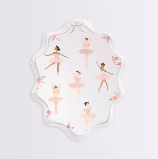 Platos Ballerinas – Pack de 8 Platos de Papel cpara Fiesta Temática